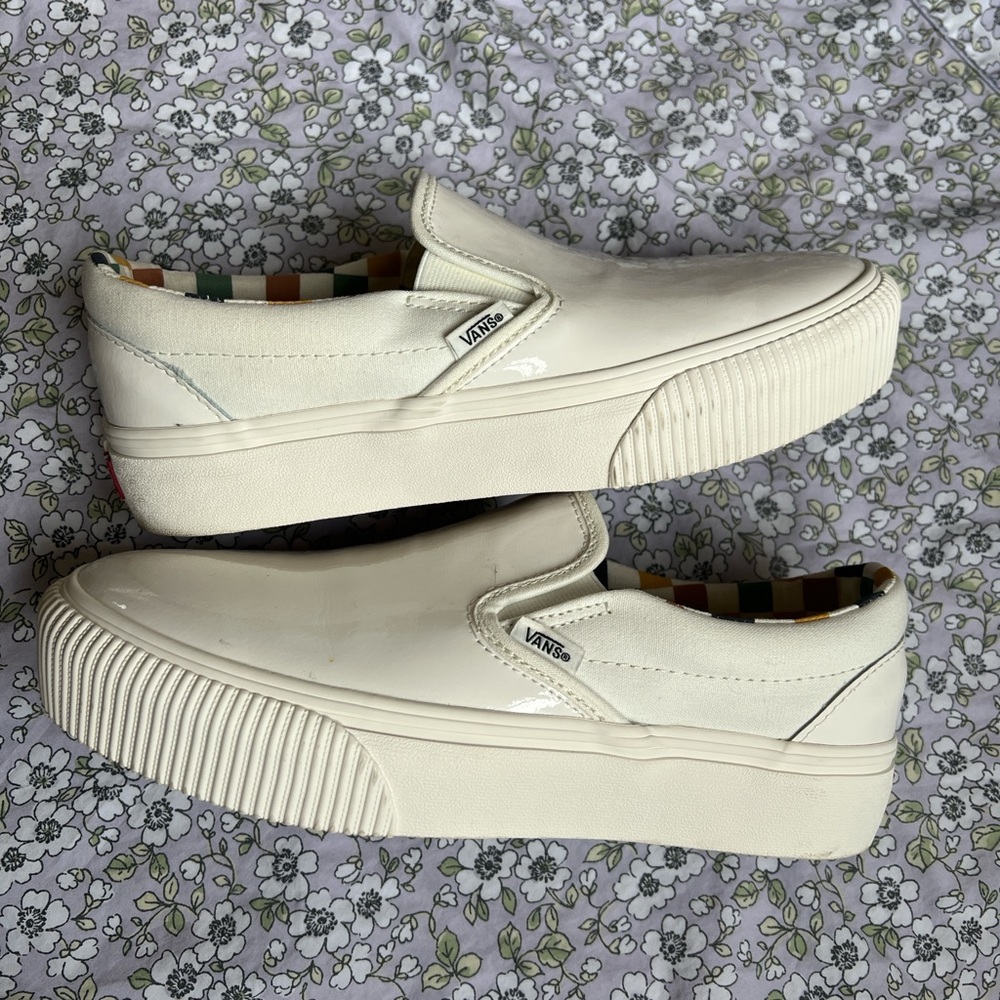 Vans White Slip-On Platform Sneakers
